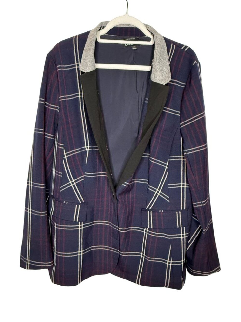 Lane Bryant Bryant Blazer Size 20 Navy Plaid Preppy Academia Jacket